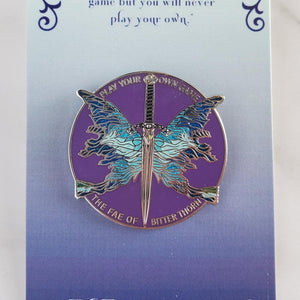 Enamel Pin with Wings and Sword from The Fae of Bitter Thorn series