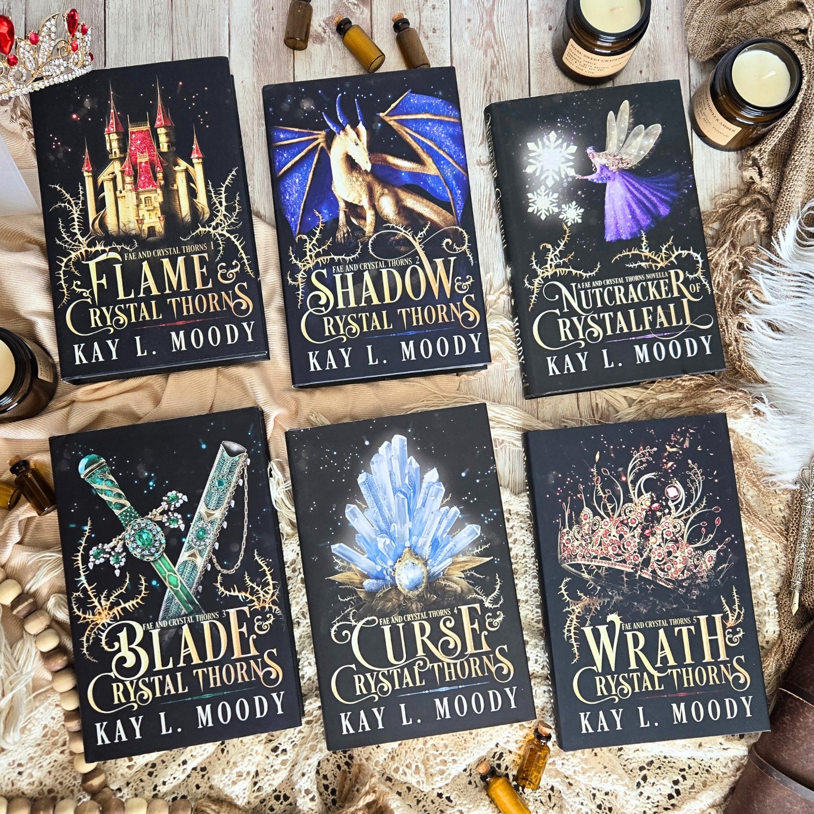 (Hardcovers + Swag) Complete Series Set - Fae and Crystal Thorns
