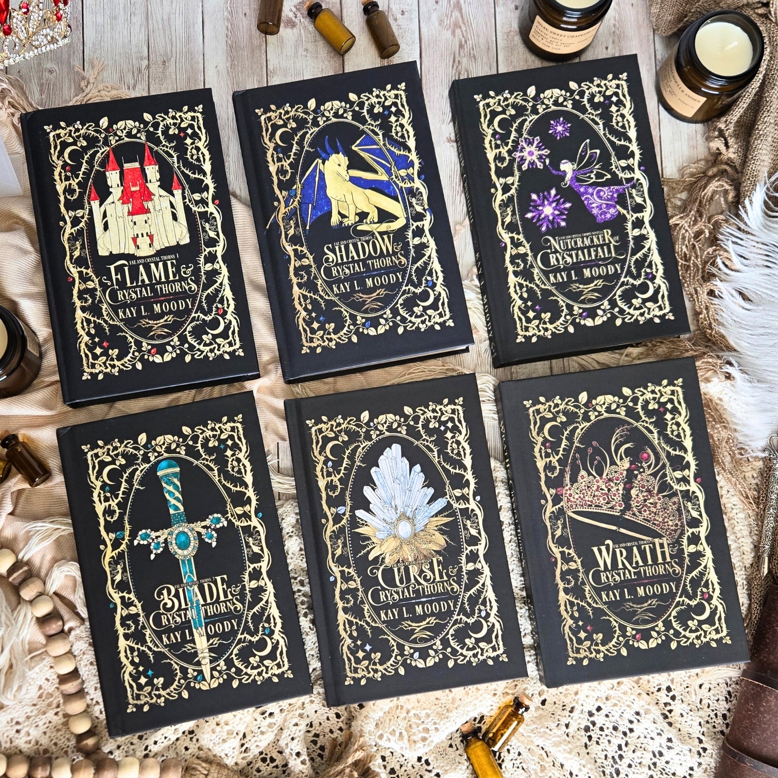(Hardcovers + Swag) Complete Series Set - Fae and Crystal Thorns