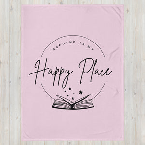 Throw Blanket Light Pink Cozy Reading Blanket Reading is my Happy Place Blanket
