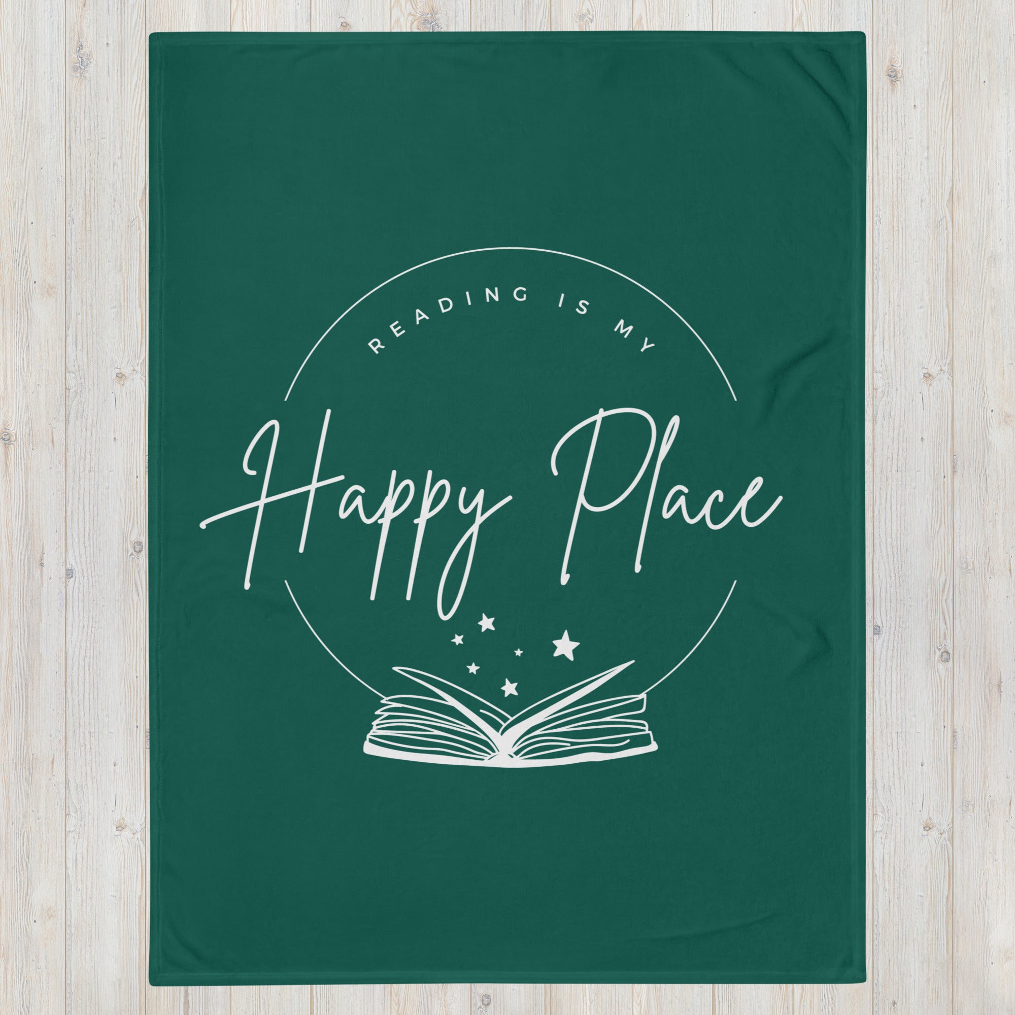 Throw Blanket Forest Green Cozy Reading Blanket Reading is my Happy Place Blanket