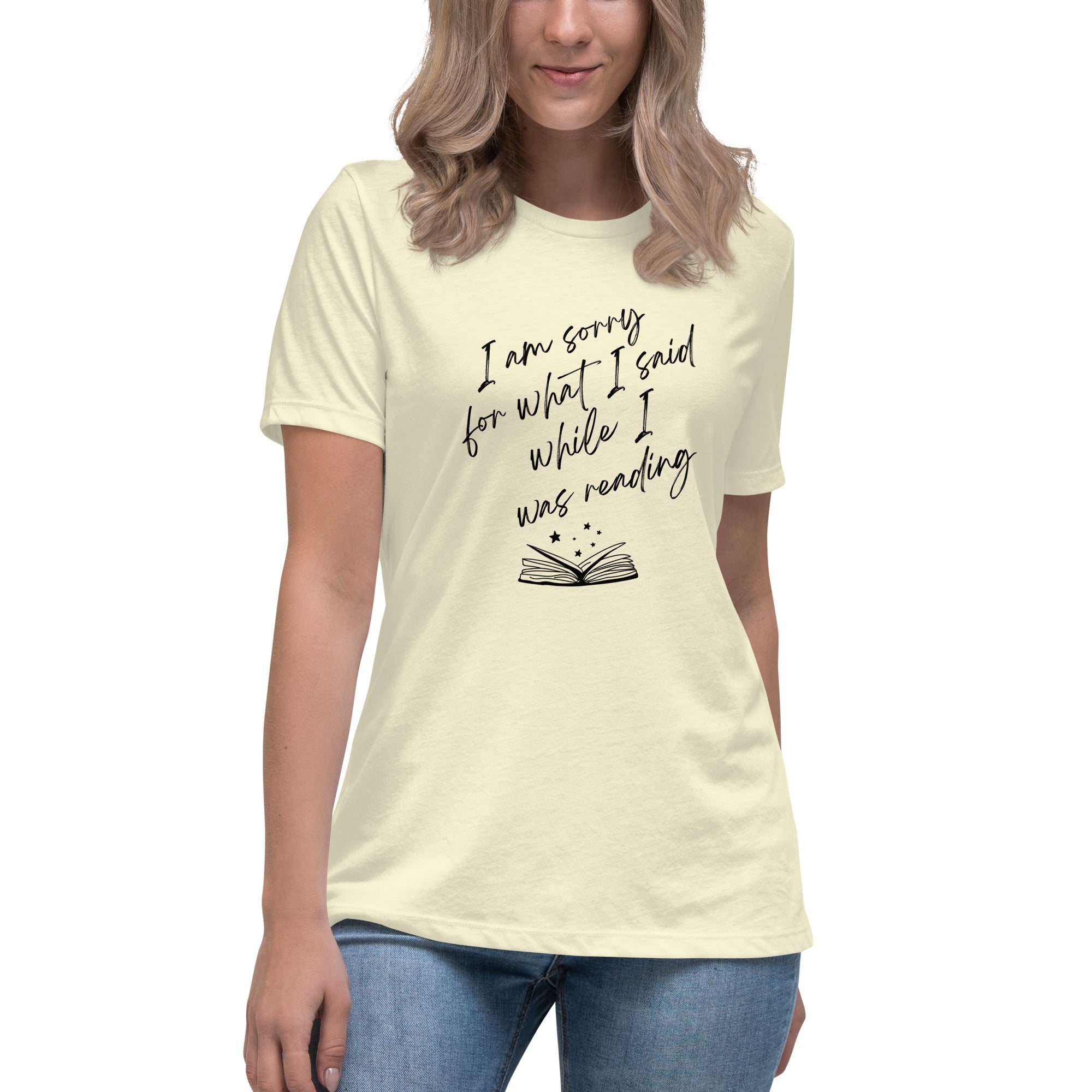 BLACK TEXT Women's Relaxed T-Shirt Funny Bookish Shirt