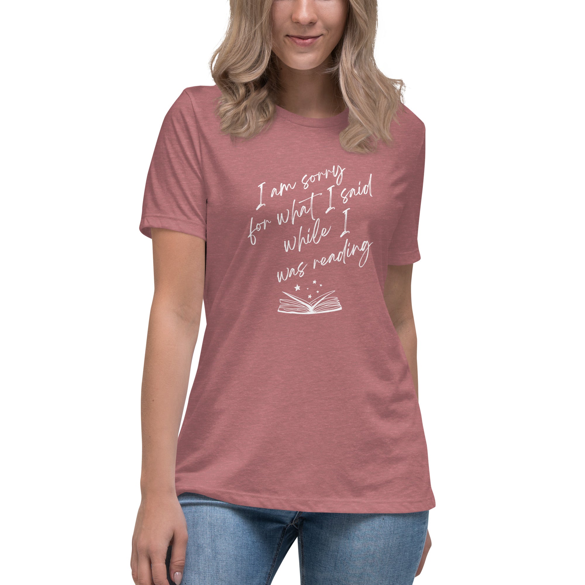 WHITE TEXT Women's Relaxed T-Shirt Funny Bookish Shirt